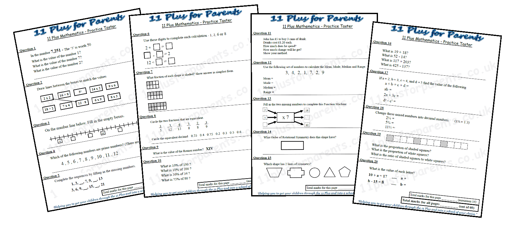 Free 11 Plus Maths practice paper