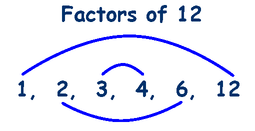 Image result for a diagram of the factors of 12